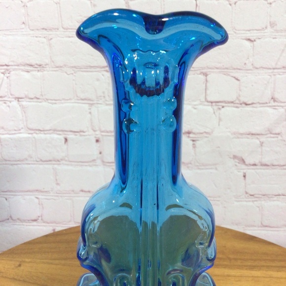 Vintage Imperial Glass Blue Violin Cello Vase - Picture 2 of 8